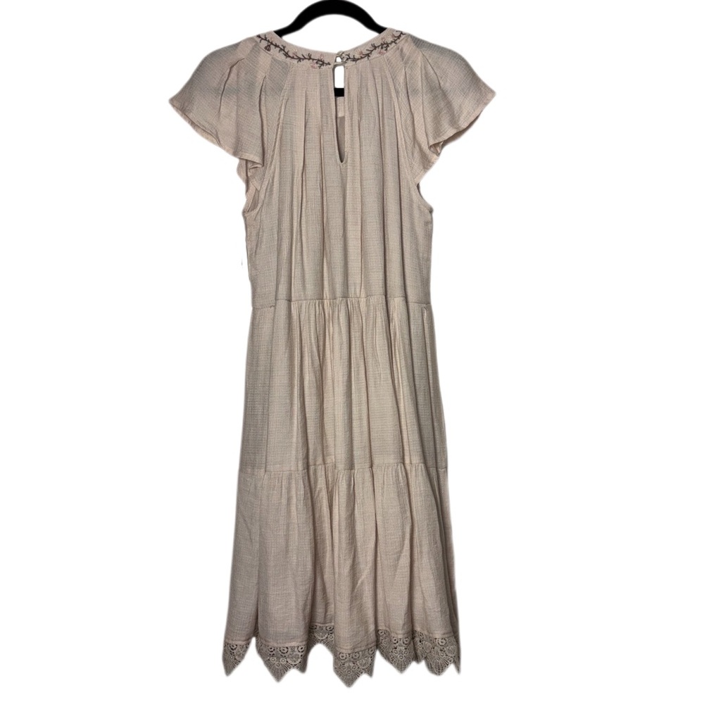 Moon River Floral Embroidery Lace Trim Midi Dress Woman's Small Cream Multicolor - Picture 2 of 16
